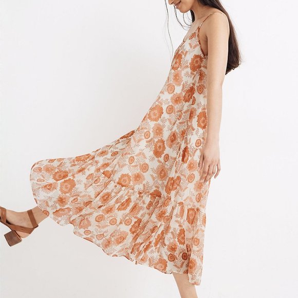 Madewell Dresses & Skirts - Madewell Antique Cream Floral Cami Midi Dress, New